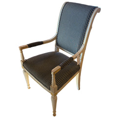 Set of 6 Dining Chairs, Wood, Striped Upholstery, Sku: 033389