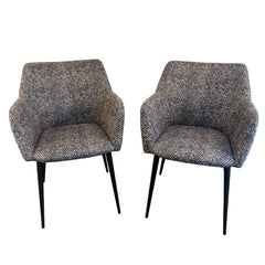 Pair of Herringbone Pattern Slate Blue/Ivory Occasional Arm Chairs, Sku 033783