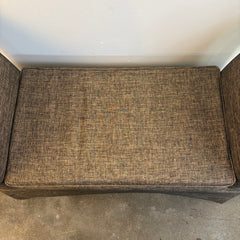 Upholstered Bench with Skirt and High Arms Brown Tweed Fabric, Sku 034041