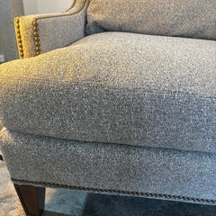 Lillian August Medium Gray Tweed Sofa w/ Wing Style Arms & Nailhead Trim, Sku 033785