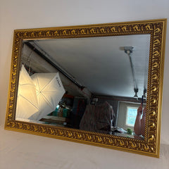 Beveled Mirror in Decorative Gold Finished Frame, Sku 033795