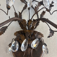 Pair of Vintage Crystal Bud Sconces, Sku 033736