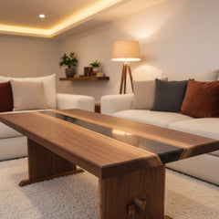 Handcrafted Walnut Coffee Table by Frank Remar, Relief Pattern, Oil and Wax Finish, Sku 033685
