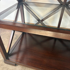 Contemporary Bar Cabinet, Dark Wood with Halogen Interior Light, Sku 033372