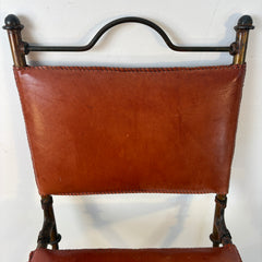 Pair of Metal & Leather Barstools, Spanish Influence, Sku 033378