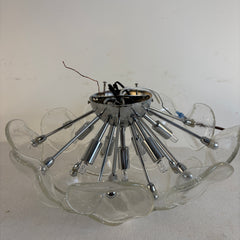 ET2 Fiori 8-Light Flush Mount FIxture Chrome Base w/ Glass Trumpet Shaped Florets, Sku 033992