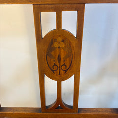 Pair of Early 1900's European Maple Morning Chairs w/ Floral Marquetry Detail, Sku 033776