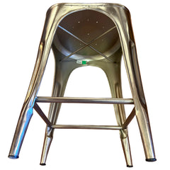 Restoration Hardware "Remy" Industrial Style Polished Stainless Steel Counter Stools, Set of 4, Sku: 033656