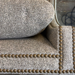 Lillian August Medium Gray Tweed Sofa w/ Wing Style Arms & Nailhead Trim, Sku 033785