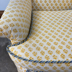 Custom Upholstered Armchair, Yellow & Cream Batik Pattern, Sku: 033546
