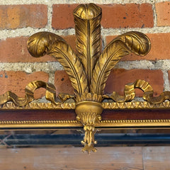 Antique Neo-Classical Style Wall Mirror Dark Wanut and Dark Gold Finish, Sku 033568