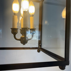 4-Light Exterior Antique Brass Lantern Style Pendant, Sku 033747