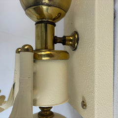 Pair of Double Arm Baroque Style Ivory & Brass Wall Sconces, Sku: 033494