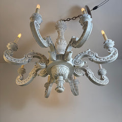 Shabby Chic Style 8-Light Painted Wood Chandelier, Sku 033821