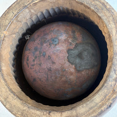 Turned Wood & Copper Charcoal Heater/Hibachi, Sku 034015