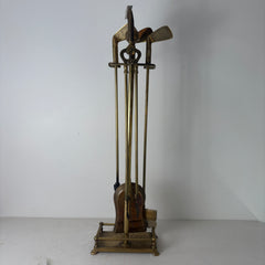 Brass Golf Themed Fireplace Five Piece Tool Set, Brushed Brass, Sku 033085