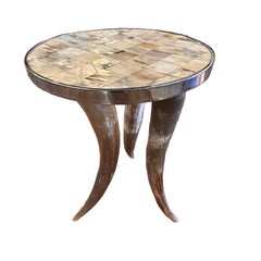 Accent Table, Steer Horn Legs and Mosaic Top, Round