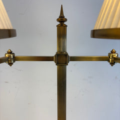 Solid Brass Double-Arm Bouillotte Style Table Lamp with Silk Shades, Sku 034116
