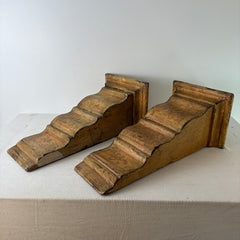 Pair of Wood Corbels, Hand Painted, Fleur de Lis Motif, Sku: 033093