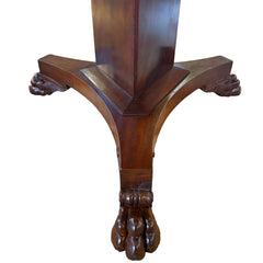 Antique American Empire Mahogany Clawfoot Pedestal Table, Sku 033822