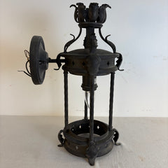 Exterior Wall Sconce Charcoal Finish Acanthas Leaf Detail, Missing Glass Globe, Sku 033949