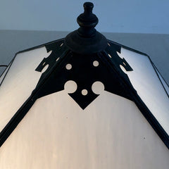 "Fez" by Steven Handelman Studios Moorish Style Flush Mount Light Fixture Milk Glass and Bronze Metal Finish Retails at $745, Sku 034095