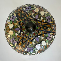 Multi-Color Tiffany Style Bowl Shaped Chandelier, Stained Glass Pieces, Bronze, Sku: 033616