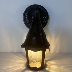 Exterior Wall Lantern, Cast Metal and Ripple Glass, Black Finish, Sku: 033459