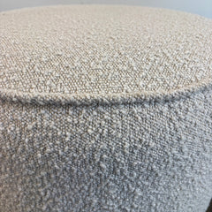 Pair of Four Hands Ivory Boucle Round Ottomans w/ Wood Base, Sku 033782