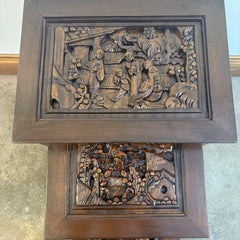 Early 1900's Japanese Hand Carved Set of Four Nesting Tables w/ Glass Inserts Available, Sku 033774