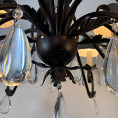 Arte De Mexico 12 Light Chandelier with Gunmetal Finish, Teardrop Crystals and Acanthus Leaf Details, Sku 033632