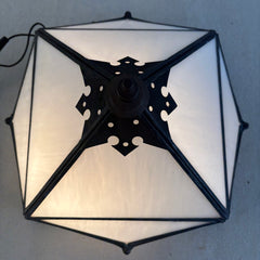 "Fez" by Steven Handelman Studios Moorish Style Flush Mount Light Fixture Milk Glass and Bronze Metal Finish Retails at $745, Sku 034095