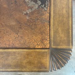 Side Table, Leather Top, Patina Nail Head Detail, Barley Twist Stretcher Base, Sku: 033432