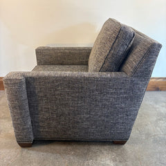 Essentials by Century Charcoal Tweed Armchair w/ Notched Style Track Arm & Bottom Trim, Sku 033784