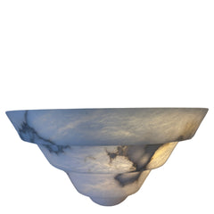 Alabaster Art Deco Style Sconce Light in White with Dark Streaks, Sku: 033074