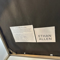 Ethan Allen Barstools, Gray Faux Leather with Metal Base, Pair, sku: 032886