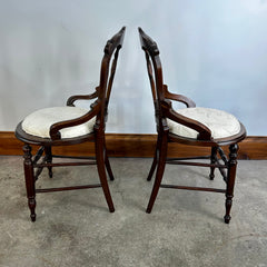 Pair of Parlor Chairs, Accent Chairs, Vintage, Ivory, Brown