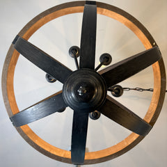 Pendant Light, 6 Candle Lights, Rustic Wood and Metal Globe, Sku 033761