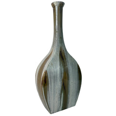Large Ceramic Bottleneck Vase Glazed with White and Taupe, Sku: 033303