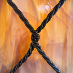 Custom Crafted Exterior Wall Sconce Lantern Style Steel and Mocha Swirl Stained Glass, Sku 034159