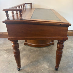 Wooton Rotary Oak Desk, Rotary Cabinet on Right Side, Gallery Rail Front Edge, Sku: 033527