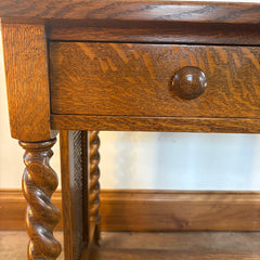 Stickley Bros. Co. Quarter Sawn Oak Antique Barley Twist & Cane Library Table/ Writing Desk, Sku 033771