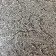 Paisley Embossed Faux Leather Bench with X Shaped Stretcher Below, Sku 033352