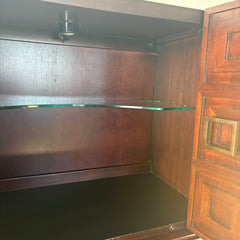 Contemporary Bar Cabinet, Dark Wood with Halogen Interior Light, Sku 033372
