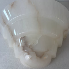 Alabaster Art Deco Style Sconces, White with Brown Streaks, Sku: 033072