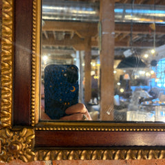 Antique Neo-Classical Style Wall Mirror Dark Wanut and Dark Gold Finish, Sku 033568