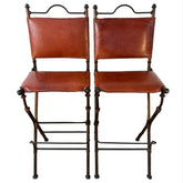 Pair of Metal & Leather Barstools, Spanish Influence, Sku 033378
