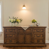 Dixie Furniture Company, Triple Dresser, Pecan Finish, Mediterranean Influence, Sku: 033508