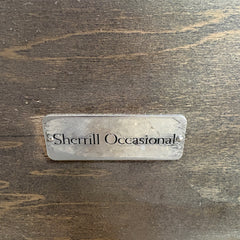 Sherrill Furniture Company, Round Cocktail Table, Lower Shelf and Saber Legs, Stone Colored Finish on Wood, Sku 033626