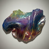 Porcelain Wall Sculpture by Artist Jutta Golas Iridescent, Purple, Orange, Yellow, Blue, Sku: 033587
